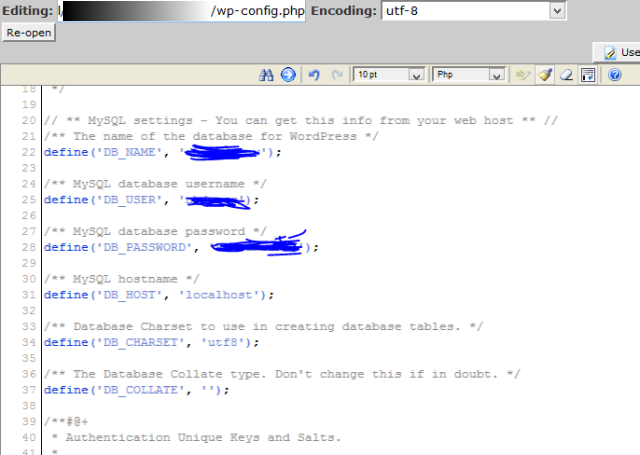 edit wp config